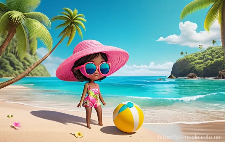 메이플스토리 핑크빈 코디 추천 - **Tropical Summer Pink Bean:**
A cheerful and adorable Pink Bean character enjoying a vibrant tr...